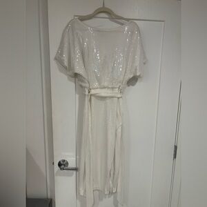 Kensie White Sequin Wedding Dress